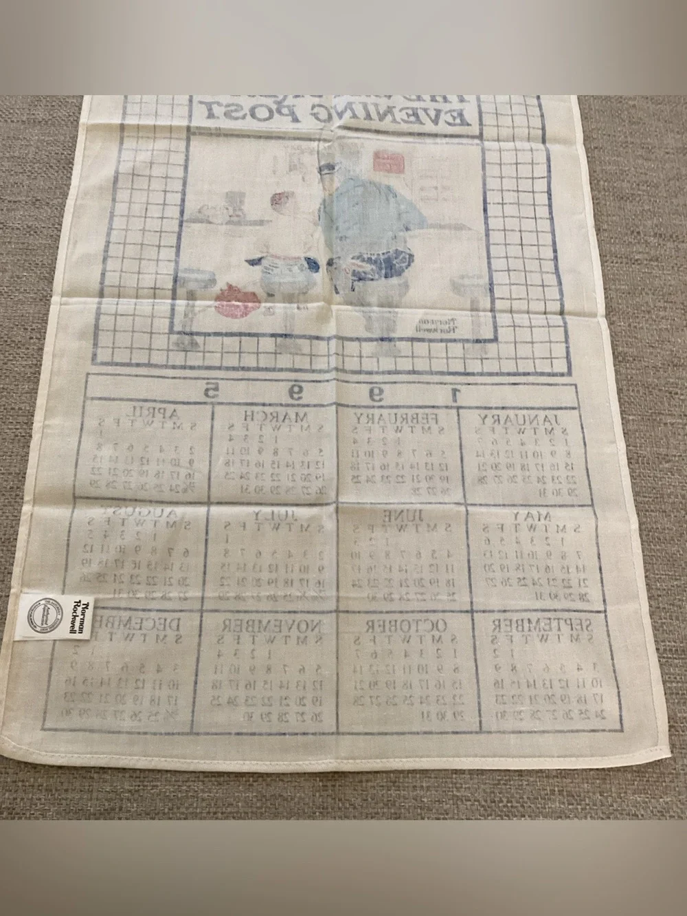 1995 Decorative Tea Towel - Blue & White